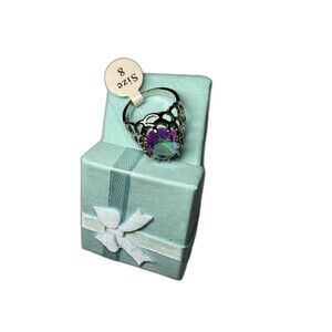 NWT Mystic Topaz Artisan Bali Sterling Silver Zero Saturn  Mercury Mist  Ring 8